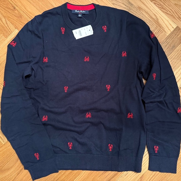 NWT Brooks Brothers Navy Sweater with Embroidered 🦀 🦞 - Picture 1 of 3